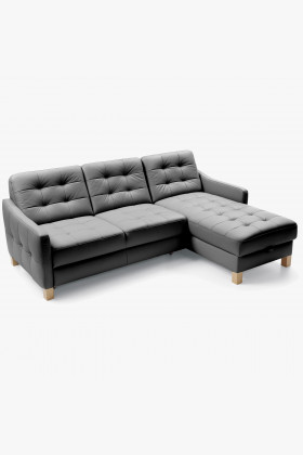 Kožená rohová sedačka čierna, funkcia spánku Malmo