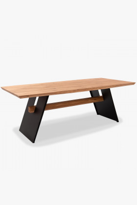 Jídelní stôl s kovovými čiernymi nohami, 200 x 100 cm