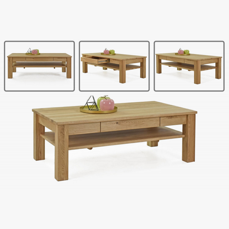 Dubový konferenční stolek s policí a šuplíkem , Konferenční stolky- 4