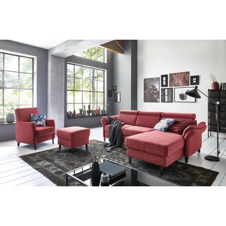 Rohová sedačka na nožičkách v Červené barvě - roh v pravo , Sedačky- 3