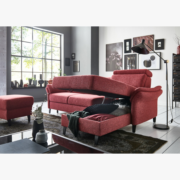 Rohová sedačka na nožičkách v Červené barvě - roh v pravo , Sedačky- 4