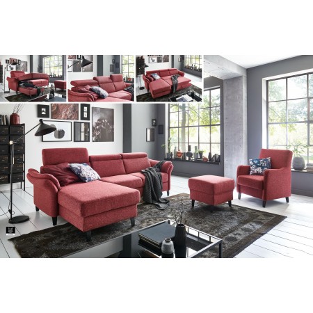 Rohová sedačka na nožičkách v Červené barvě - roh v ľevo , Rohové sedačky- 5