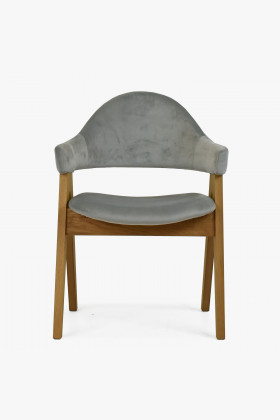 Zaoblená židle - sametová látka světlá, Oslo , Jídelní židle- 1 2