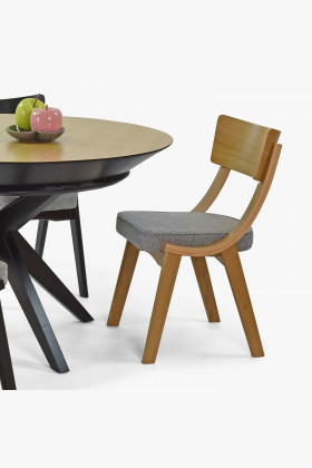 Jídelní židle dub s šedým čalouněním , Jídelní židle- 1 2