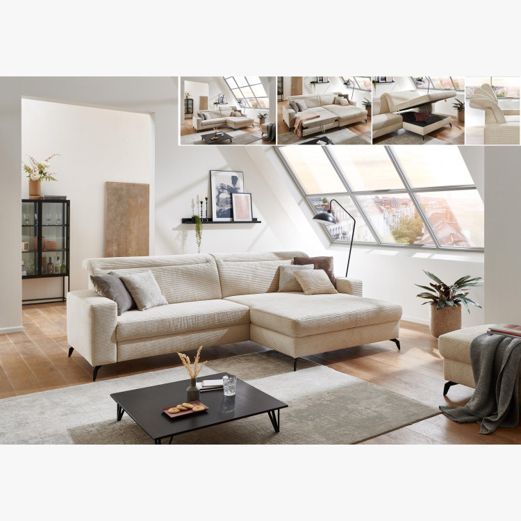 Rohová sedačka s manšestrovou látkou Boler, pravá , Rohové sedačky- 4