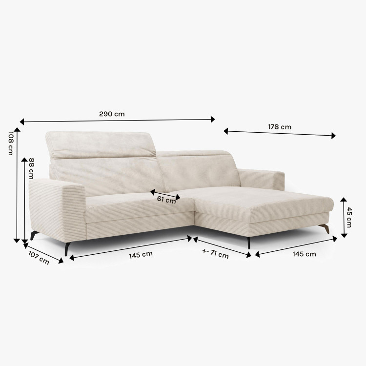 Rohová sedačka s manšestrovou látkou Boler, pravá , Rohové sedačky- 14