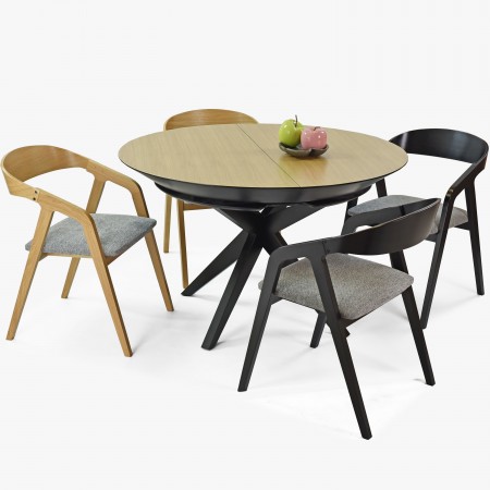 Kulatý jídelní stůl - rozkladací Ø127 cm , Jídelní stoly- 9