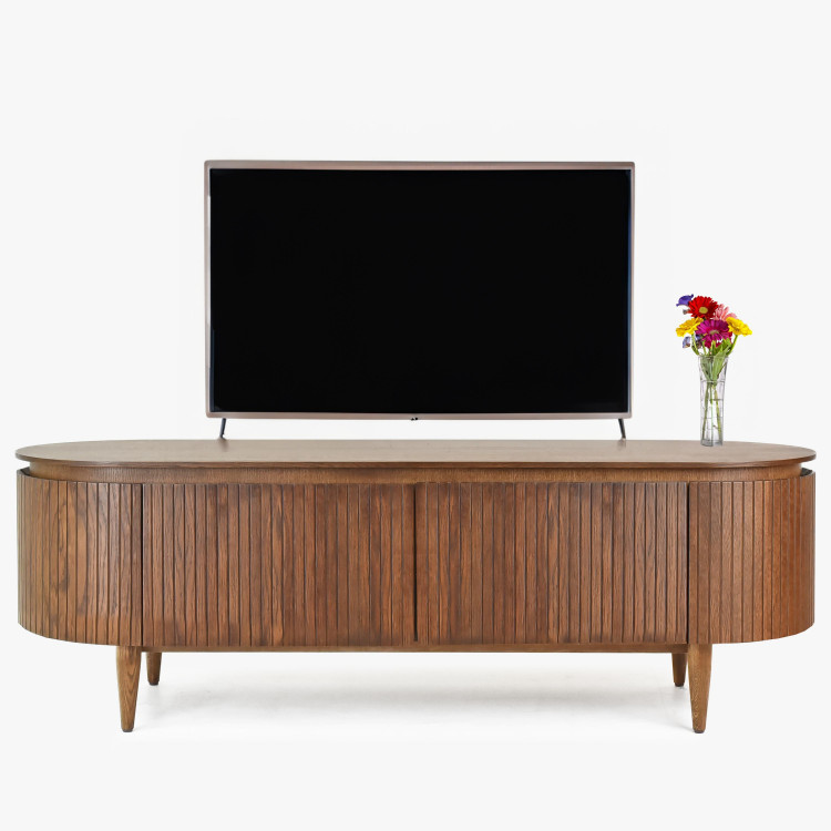 Dlhá zaoblená tv komoda barva ořech , TV stolky, Tv Komody- 1