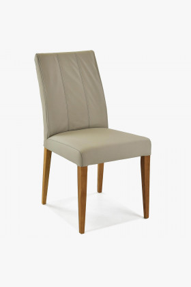 Jedálenská stolička z pravej kože, sivé svetlá, Klaudia , Stolička z pravej kože- 1