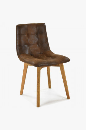 Dubová stolička - hnedá imitácia kože, Leonardo