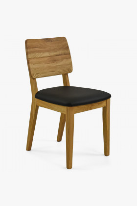 Jedálenská stolička dub - čierne kožené sedadlo , jedáleň- 1