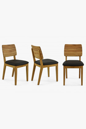 Jedálenská stolička dub - čierne kožené sedadlo , jedáleň- 1 2