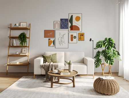 Sedačka pro tri ve skandinávském stylu , Obývák- 4