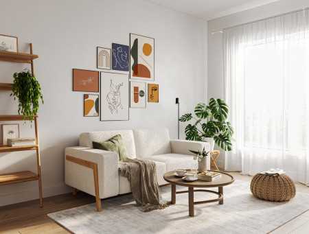 Sedačka pro tri ve skandinávském stylu , Obývák- 3