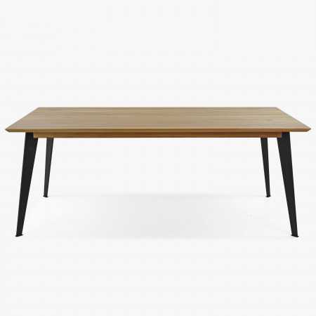 Stůl z masivu dub - matný lak s ocelovýma nohama, 197 x 100 , Jídelní stoly- 3