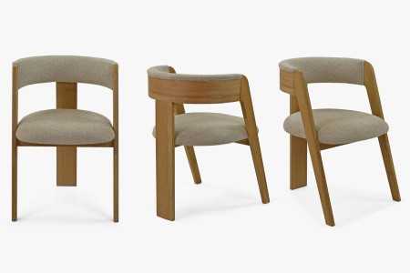 Luxusní dubové křeslo v šedě béžové látce , Jídelní židle- 7