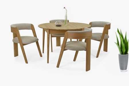 Luxusní dubové křeslo v šedě béžové látce , Jídelní židle- 11