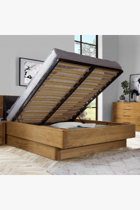 Postel z masivu dub s úložným prostorem , Texas 200 cm , Postele s úložným prostorem- 1 2