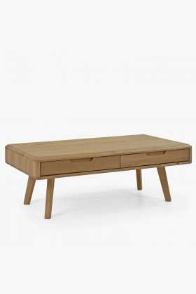 Masívny konferenčný stolík so zásuvkami, dub biely