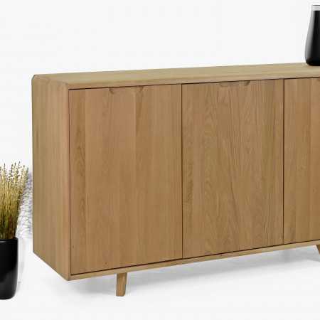 Dubová komoda s dvířky, barva dub bílý , Komody- 3