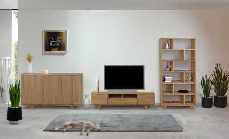 Dubová komoda s dvířky, barva dub bílý , Komody- 7