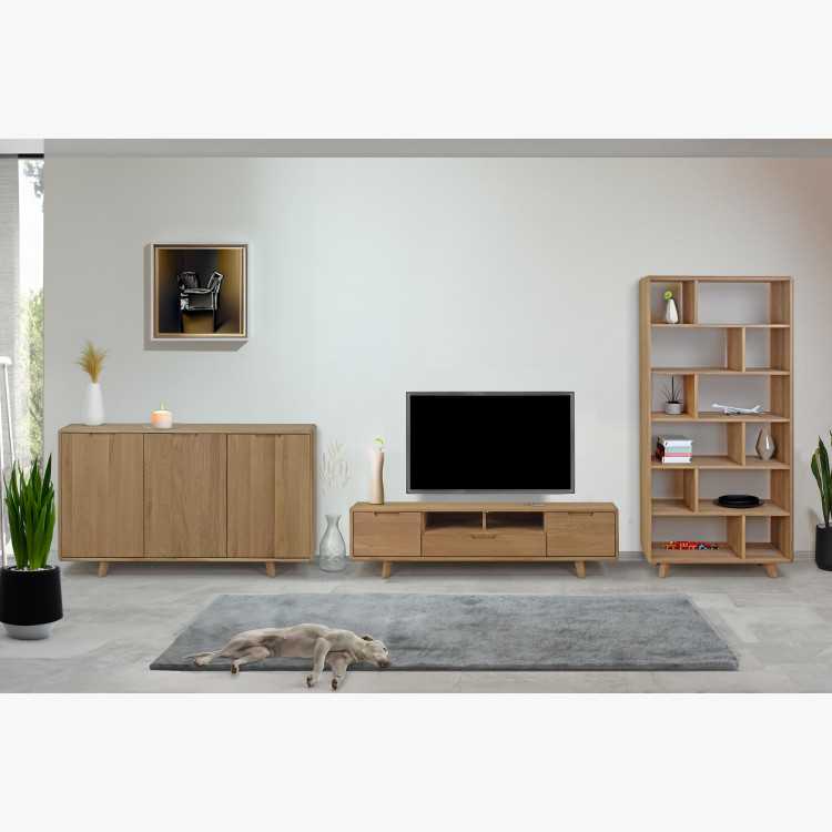 Dubová komoda s dvířky, barva dub bílý , Komody- 8