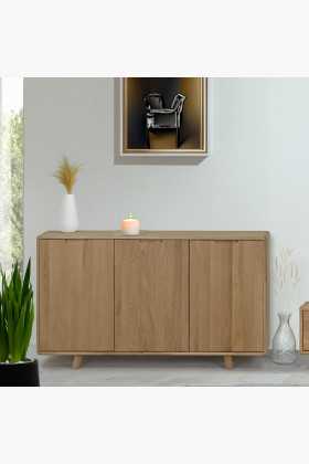 Dubová komoda s dvířky, barva dub bílý , Komody- 1 2