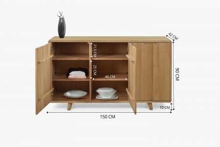 Dubová komoda s dvířky, barva dub bílý , Komody- 9