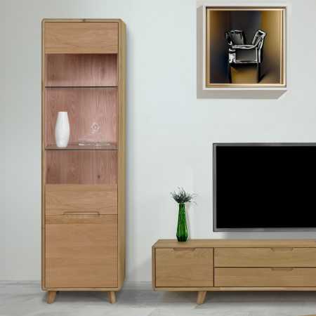 Jednodveřová vitrina se sklem masiv dub bílý , Vitríny- 2