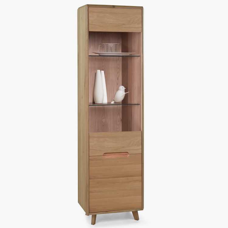 Jednodveřová vitrina se sklem masiv dub bílý , Vitríny- 1