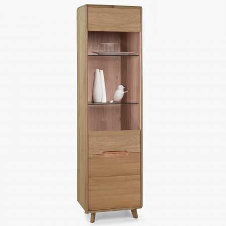 Jednodveřová vitrina se sklem masiv dub bílý , Vitríny- 1