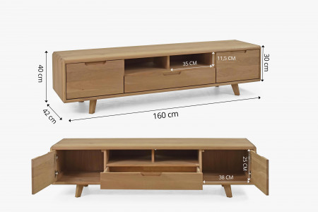 Masivní dubová obývací stěna , barva bianco , Obývací stěny- 8