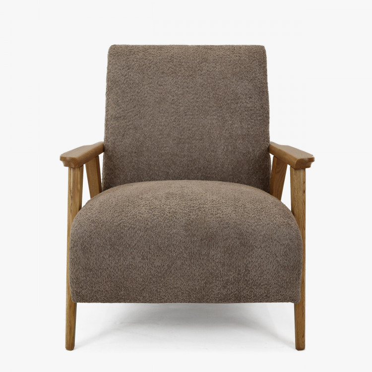 Křeslo z dřevěnými ručkami barva hnědošedá , Křesla ke sedačkám - ušáky- 5