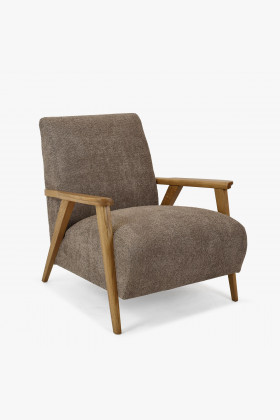 Křeslo z dřevěnými ručkami barva hnědošedá , Křesla ke sedačkám - ušáky- 1