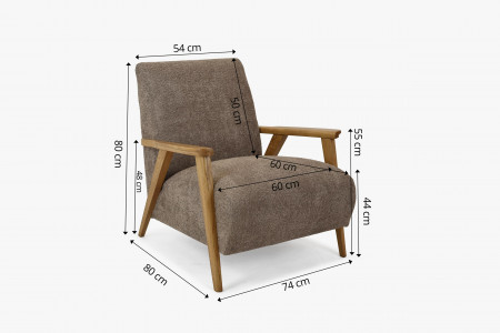 Křeslo z dřevěnými ručkami barva hnědošedá , Křesla ke sedačkám - ušáky- 6