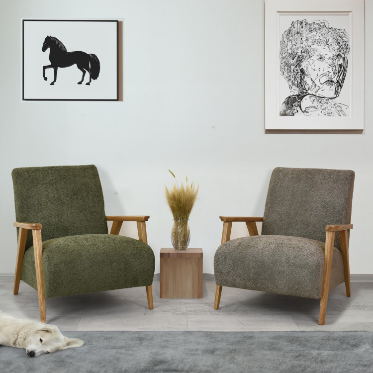 Křeslo z dřevěnými ručkami barva hnědošedá , Křesla ke sedačkám - ušáky- 9