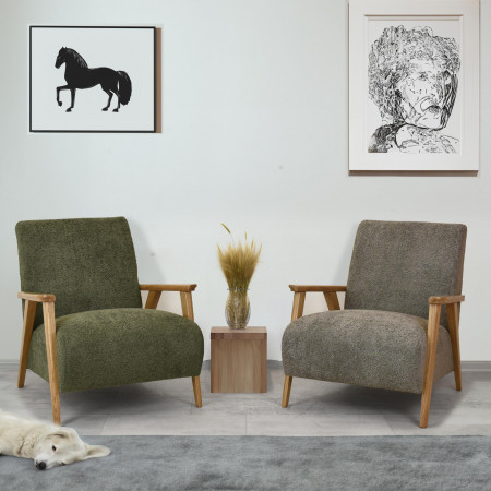 Křeslo z dřevěnými ručkami barva hnědošedá , Křesla ke sedačkám - ušáky- 9