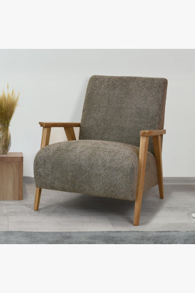 Křeslo z dřevěnými ručkami barva hnědošedá , Křesla ke sedačkám - ušáky- 1 2