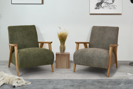 Křeslo z dřevěnými ručkami barva hnědošedá , Křesla ke sedačkám - ušáky- 8