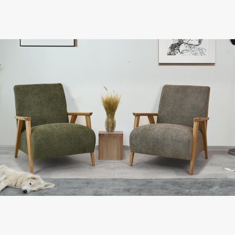 Křeslo z dřevěnými ručkami barva zelená , Křesla ke sedačkám - ušáky- 7