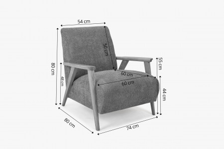 Křeslo z dřevěnými ručkami barva grafitová , Křesla ke sedačkám - ušáky- 6