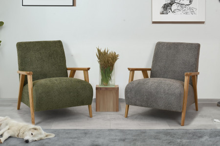 Křeslo z dřevěnými ručkami barva grafitová , Křesla ke sedačkám - ušáky- 8