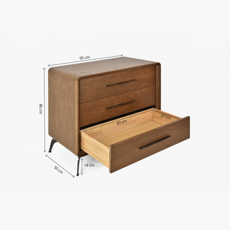 3 zásuvková komoda v barvě ořech, Lisabon , Komody- 6