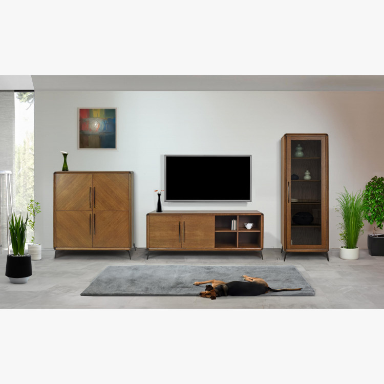 Jednodveřová vitrina Lisabon barva ořech , Vitríny- 8