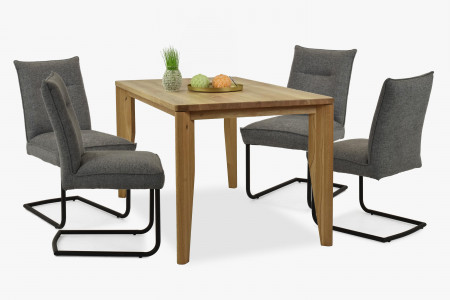 Židle s kovovýma nohama, šedá látka , Jídelní židle- 12