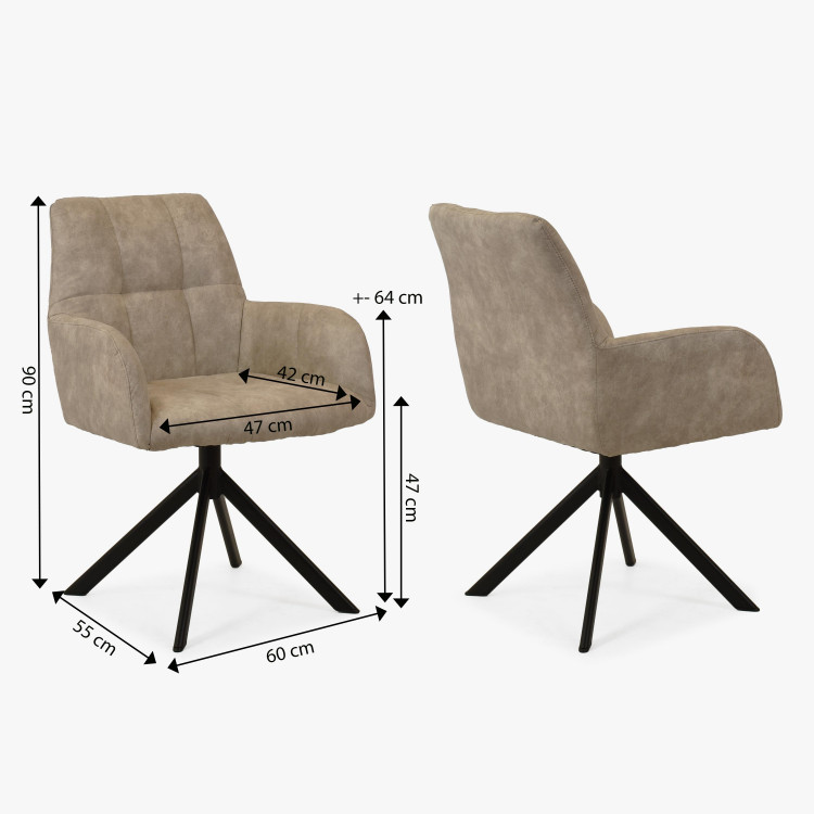 Křeslo s kovovýma nohama a otočným sedákem , Jídelní židle- 7