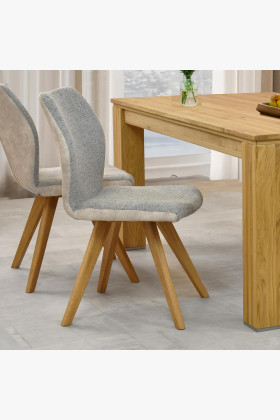 Šedá látková židle s dřevěnýma nohama , Jídelní židle- 1 2