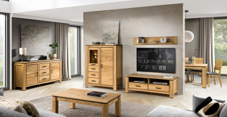 Dubová dlhá televizní komoda s černými úchyty , TV stolky, Tv Komody- 10