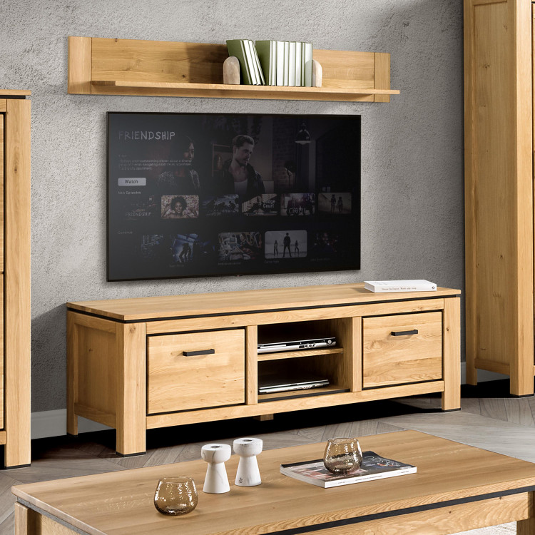 Dubová dlhá televizní komoda s černými úchyty , TV stolky, Tv Komody- 2