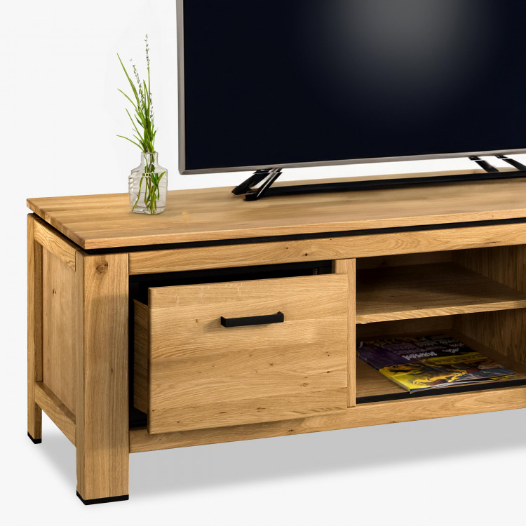 Dubová dlhá televizní komoda s černými úchyty , TV stolky, Tv Komody- 4
